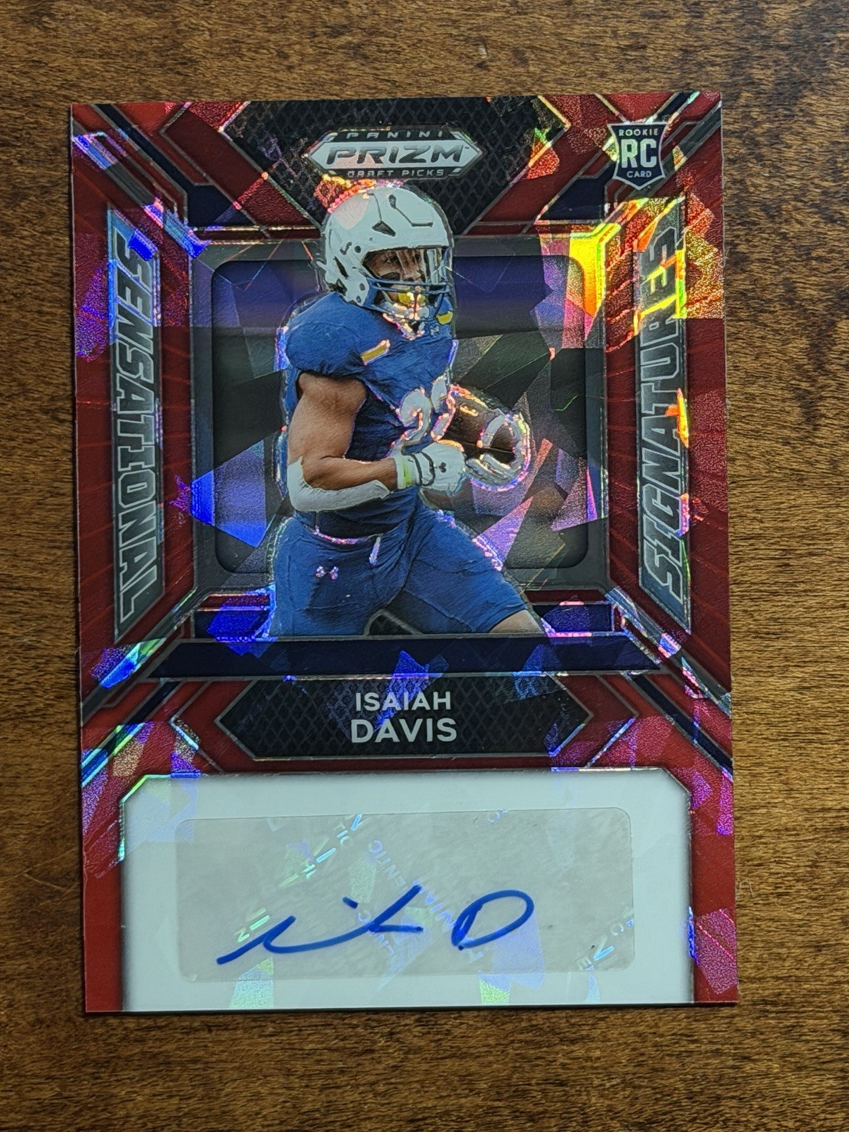 Isaiah Davis Panini Prizm Draft Picks Sensational Signatures #SSIDS Red Ice