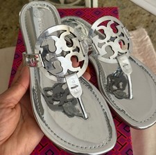 NEW TORY BURCH MILLER SANDALS IN SILVER