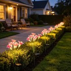 Solar Powered Lily Flower Stake Lights, Fiber Optic LED Outdoor Garden Decor