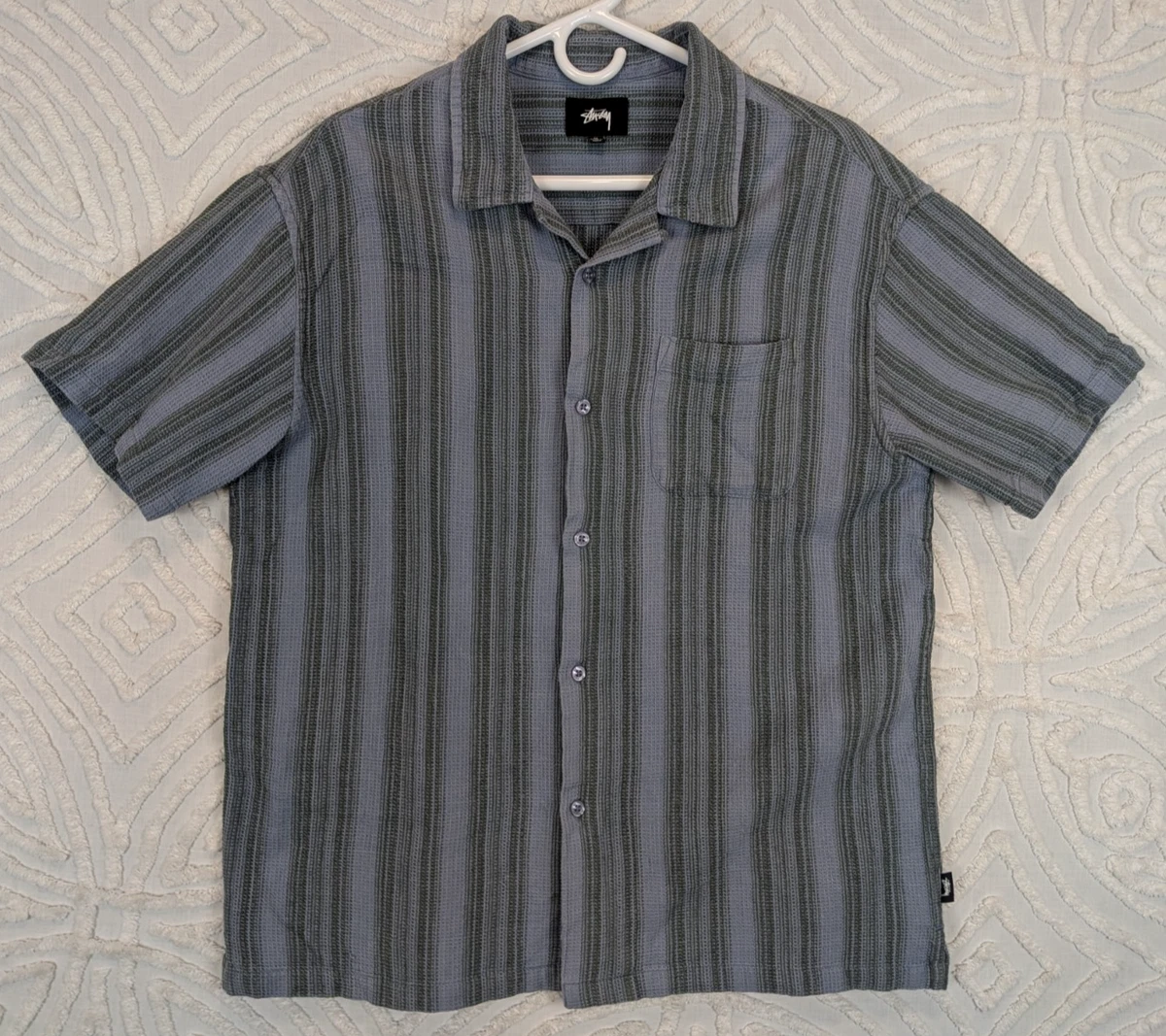 stussy スチューシー 21aw STRIPED KNIT SHIRT XL Stussy Mens Striped Knit Shirt 'Navy' – Extra Butter