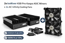 2x IceRiver KS0 Pro Kaspa ASIC Miners + 2x AC Infinity Fans – Perfect PSU Inc.