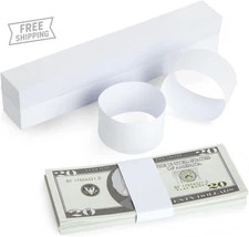 300-Pack Blank White Paper Currency Money Band Straps, No Denomination Bill Wra