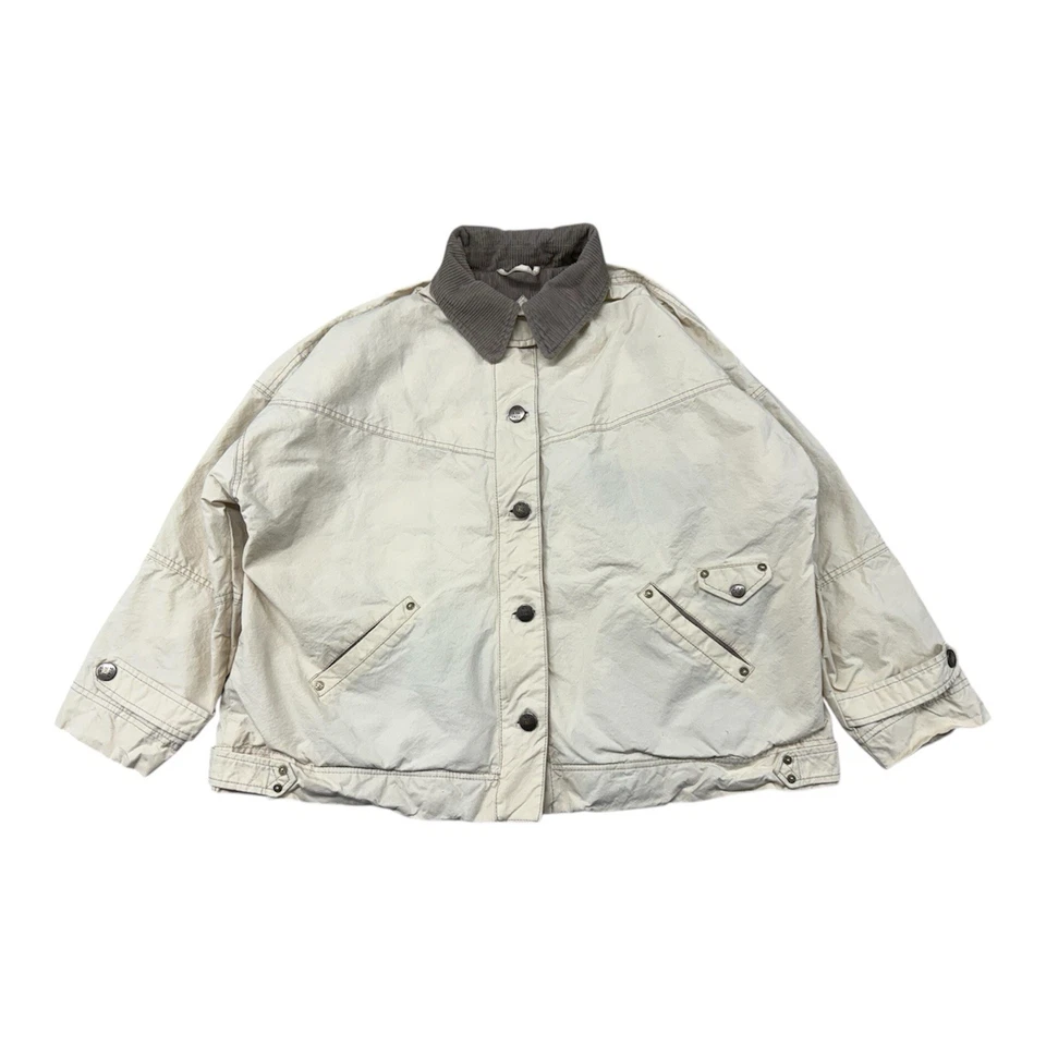 Free People We The Free Cori 打蜡夹克 Barn Chore 大衣象牙色女式 S 码 — 第 2/4 张图片