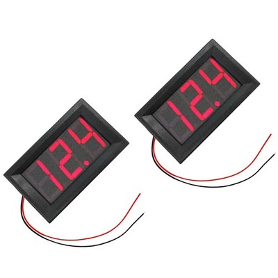 2-Pack Two Wires Mini LED Digital Voltmeter Voltage Meter DC 4.5V to 30V Volt...