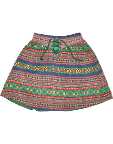 CACHAREL Womens Mini Skirt UK 4 XS W22 Multicoloured Fair Isle Cotton AZ02