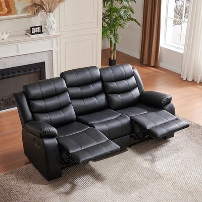 Reclining Sofa 3-seater Faux Leather Set, Recliner, Sofa