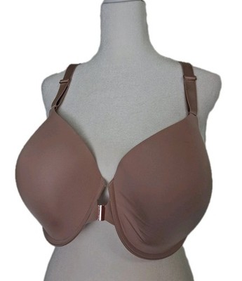 Soma NWO Tags Beige Nylon Front Close Flat Scooped Back  Bra - 42D