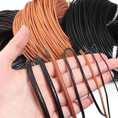 #ad Round Genuine Leather Cord for DIY Jewelry Necklace Bracelet Making String $4.10