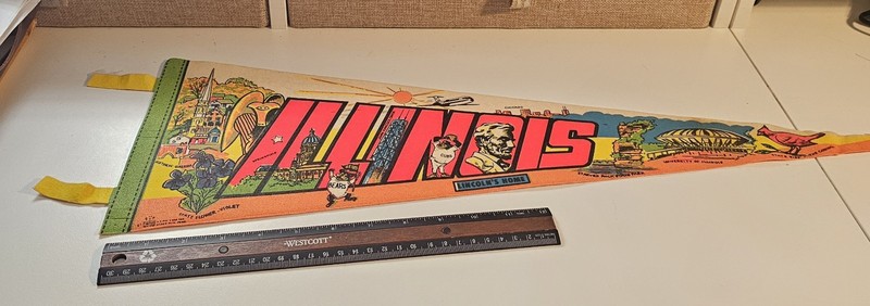 Vintage 26" Illinois Pennant "Lincoln's Home"
