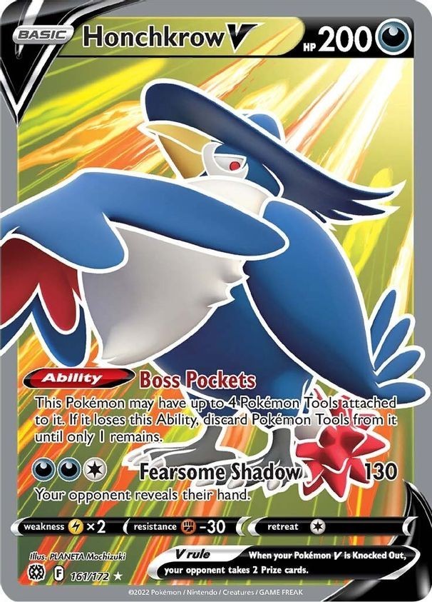 Honchkrow V - 161/172 - Pokemon Brilliant Stars Sword Shield Full Art Card NM