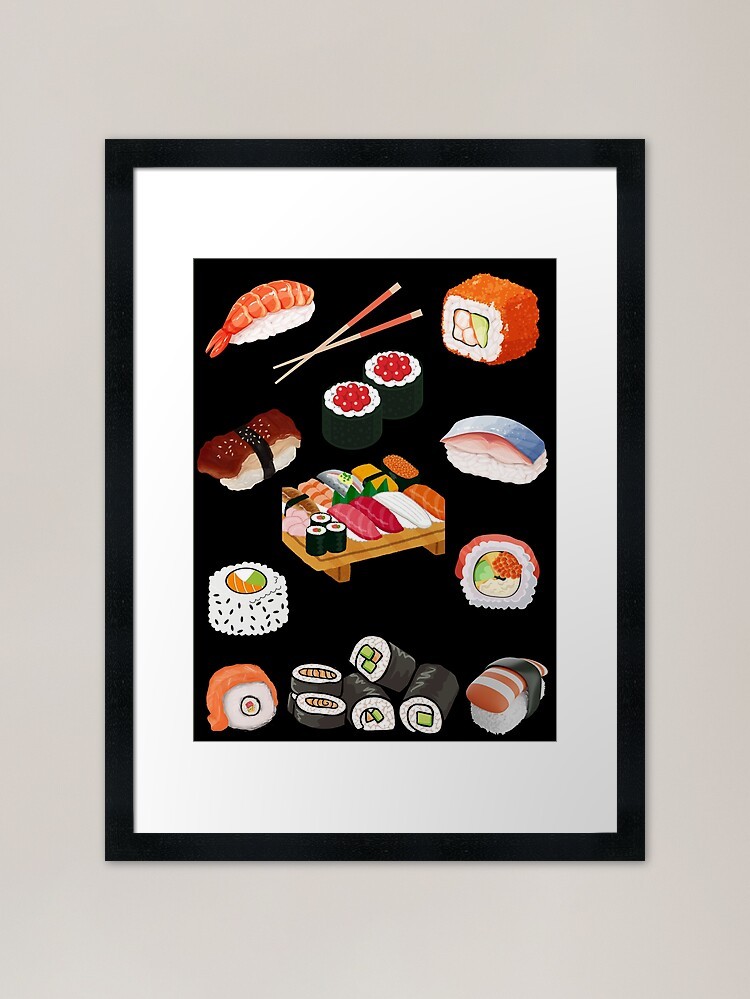 Póster arte de pared enmarcado Sushi Heaven Sashimi Nigiri Maki Su lienzo impresión cuadro