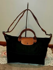 Longchamp Le Pliage "Extensible Modele Depose" Nylon XL Travel Bag- Black (GUC)