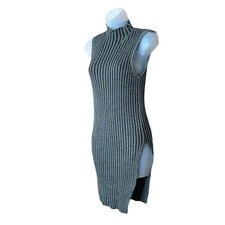 New Rock & Republic Tunic Sweater Dress S Gray Ribbed Knit Sleeveless Streetwear