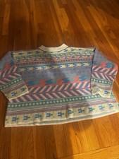 Vintage Venezia Pastel Geometric Aztec Sweater 80s/90s Womens Sz 26/28 Knit