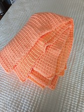 Peach Color Crocheted Handmade 60" x 80" Blanket NEW Excellent Condition
