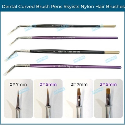 Dental Nylon Curved Brush Pens Skyist Hair Denture Dentine Ceramco Metal Powder