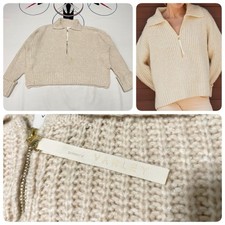 Varley Long Sleeve Crewneck Knit Rib Cozy Pullover Talbert Sweater Medium Birch