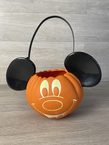 Disney Mickey Mouse Halloween Trick Or Treat Glow In The Dark Pail Candy Bucket Ebay