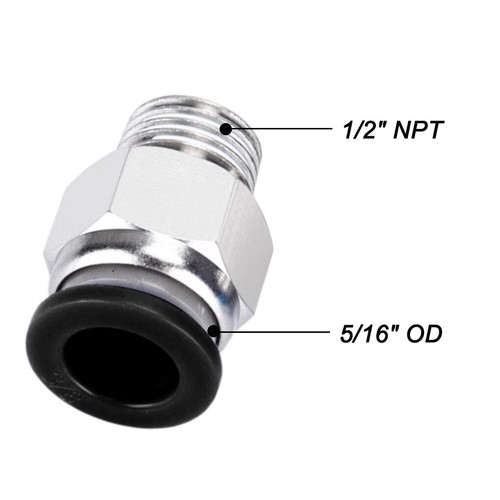 10Pcs Pneumatic OD 5/16" Tube x 1/2" NPT Male Connector Push to Connect fitting - Picture 2 of 7