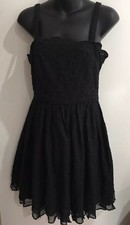 Alannah Hill Designer Party Frilly Vintage Retro Look Gothic Black Dress  Sz 10