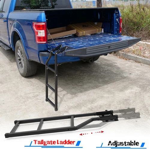 Steel Foldable Pickup Tailgate Ladder Universal Adjustable Pedal Non-Slip Ladder