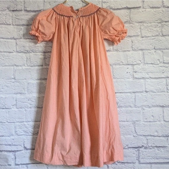 Vestido para niños Silly Goose calado a mano 6 naranja blanco guinga azul caimanes Foto 3 de 4