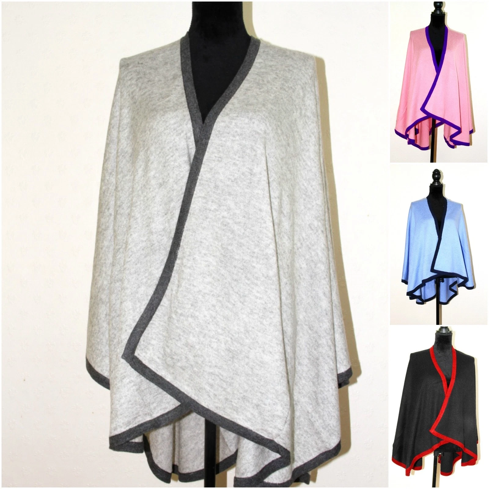 Cashmere Cape Poncho Shawl: Hand-Loomed Travel Wrap