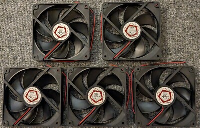 5 X Sunon 120 mm Box Fan - 24 V DC - 80 CFM - 9'' Wires - 7 Blades - 25mm Thick