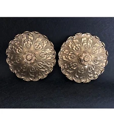 Vintage Cast Metal Brass Curtain Large Hold Backs Tie Backs Hollywood Regency