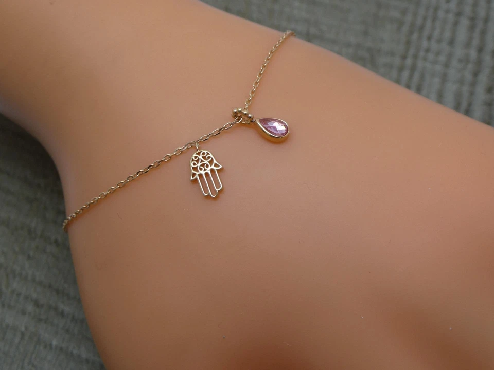 Stunning By Charlotte pulseira Hamsa folheada a ouro rosa prata esterlina - Imagem 2 de 4