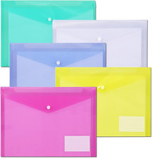 Plastic Envelope File Folders Documents Letter A4 Size with Label Pocket 10 Pack
