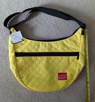 NWOT Manhattan Portage Red Label Quilted Nolita Yellow Black Shoulder Bag Zip