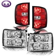 4PCS Headlights Tail Lights For 2007-13 Chevy Silverado 1500 07-14 2500HD 3500HD