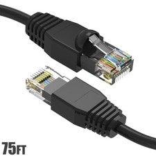 75FT Cat6A RJ45 Ethernet LAN Network UTP Patch Cable Copper Gold 24AWG Black