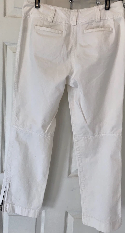 PANTALONES DKNY DAMAS TALLA 6 BLANCOS CREMALLERA AL TOBILLO ALGODÓN ELÁSTICO PIERNA RECTA TALLA 6 ¡USADOS EN EXCELENTE ESTADO! Foto 4 de 4