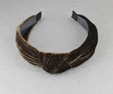 dark brown velvet turban knot headband velour fabric covered band grip teeth