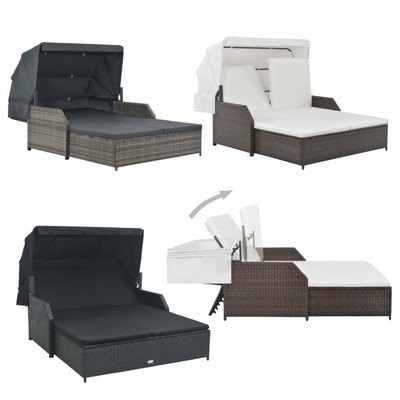 Outdoor Lounge Canopy Rattan Patio Sofa Bed Set Sunbed ...