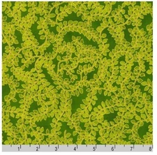 Jeweled Leaves: Green Vines and Leaves- By Robert Kaufman Sold by the Yard