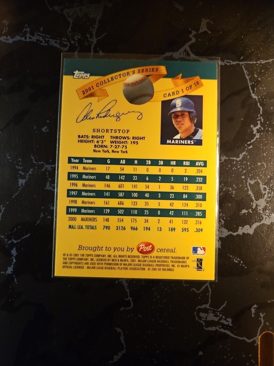 Topps 2001 50 Years Post Cereal Card #1 Of 18 Alex Rodriguez(e5