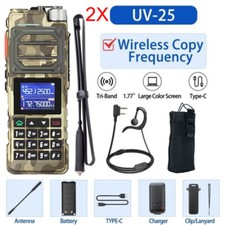 US 2X UV-25 WALKIE-TALKIE 136-174 220-260 400-520MHZ TRI-BAND TWO WAY RADIO KIT