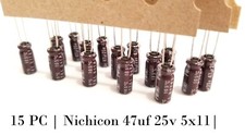  NEW  15 PC  Nichicon 47uf 25v 5x11 Capacitor 