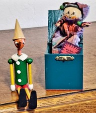 VTG Wooden Childrens Toys Italy Pinocchio Puppet England Female Jack in the Box