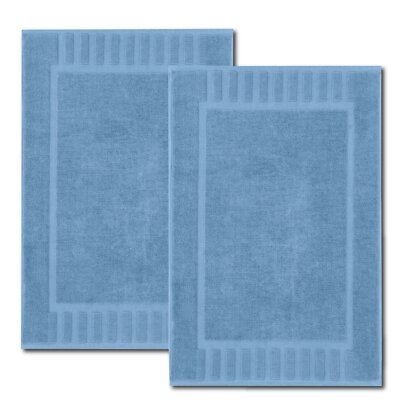 Luxury Bath Mat Floor Towel Set - 100% Cotton 22x34, 2 pack, Light Blue