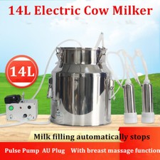 14L Pulse Pump Electric Milking Machine Stainless Steel Bucket Cattle Cow Milker