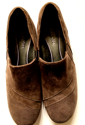 Womens ARAVON Size 9.5 Brown Leather Shimmer Clogs Loafers  display picture 1