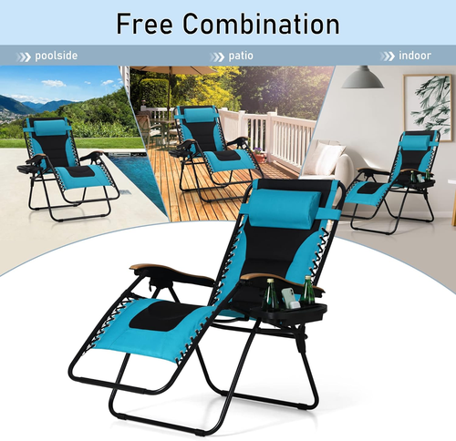 XXL Oversized Padded Zero Gravity Chair, Foldable Patio Recliner, 30" Wide Seat - Picture 10 of 10