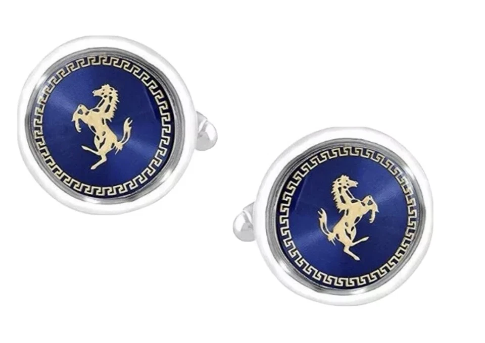Car Cufflinks  Ferrari Horse Titanium Plated Gift Pouch - Wedding  Family UK - Image 3 of 4