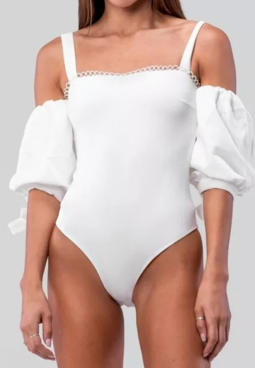 White off the shoulder leotard cheap