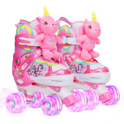 Unicorn Doll Kids Toddler Roller Skates for Girls,WESKIFAN Quad