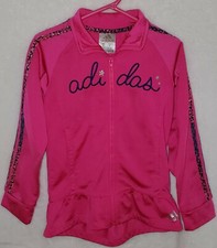 Adidas Girls Sz 6 track Jacket Color Dark Pink ruffled bottom